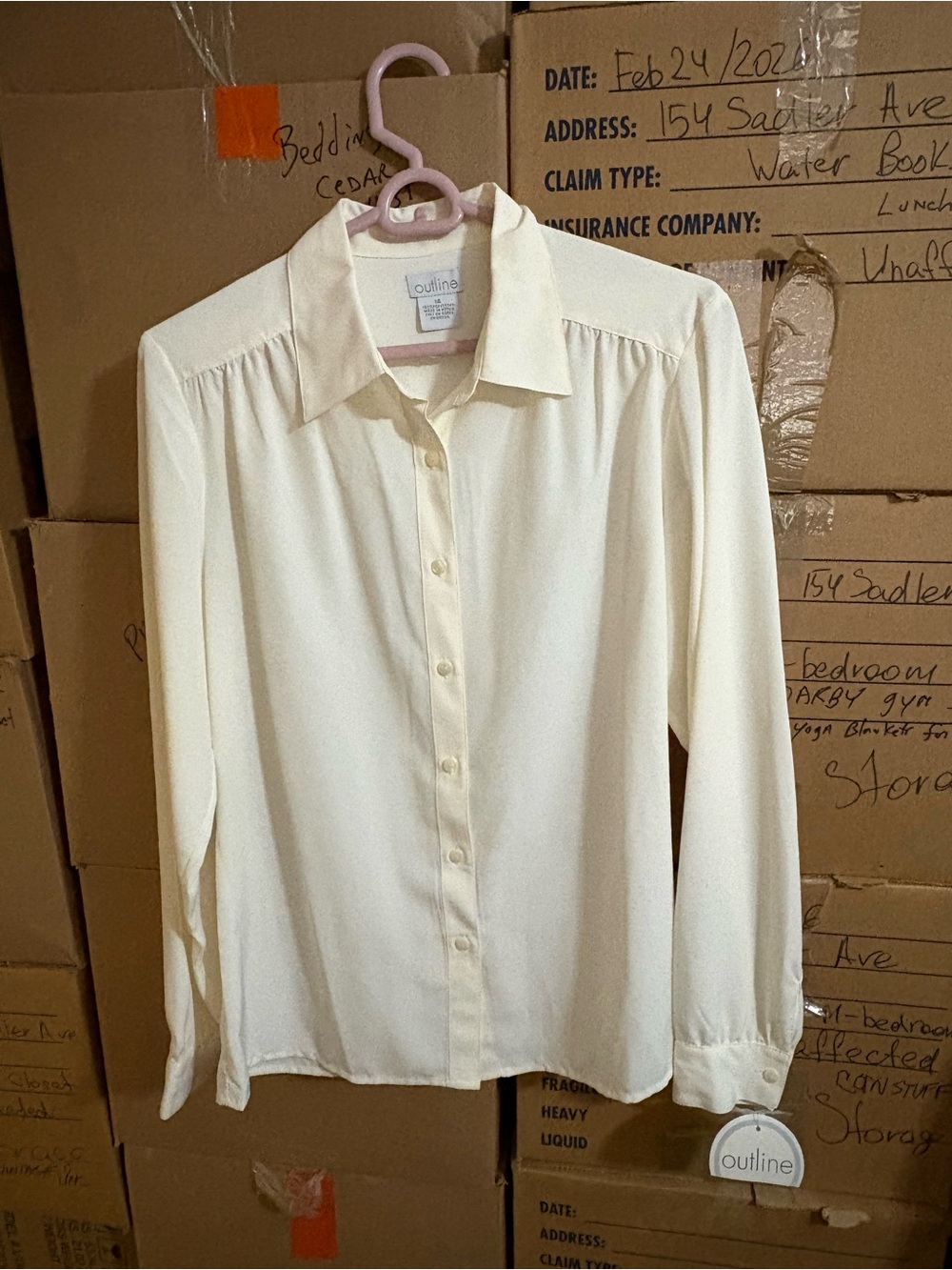Women's Cream Button-Down Long Sleeve Blouse